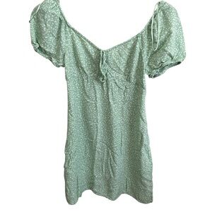 Green Puff Sleeve Mini Dress size 0